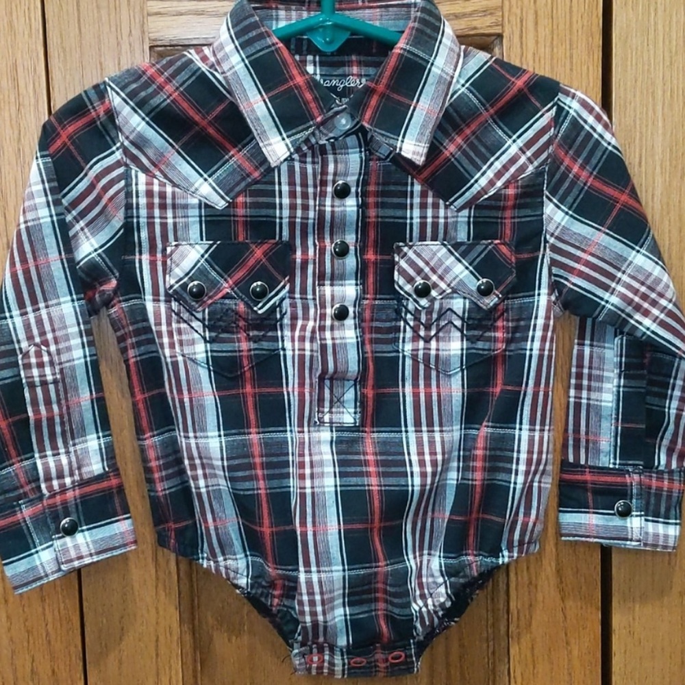Wrangler Pearl Snap Baby Onesie - Infant 3-6 month - western/ country baby
